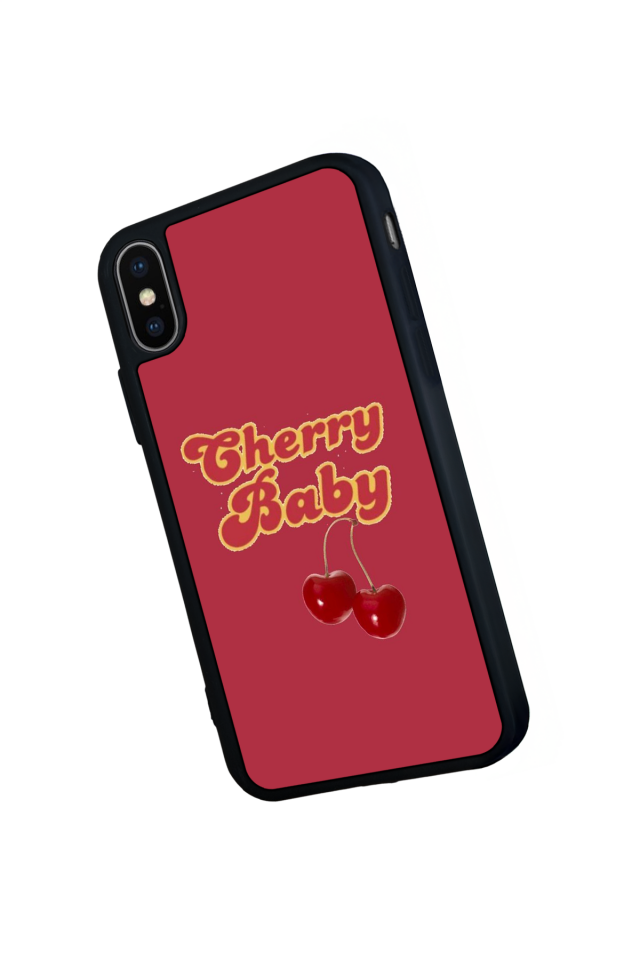 iPhone XS Max Uyumlu Kiraz Tasarımlı Glossy Premium Kılıf