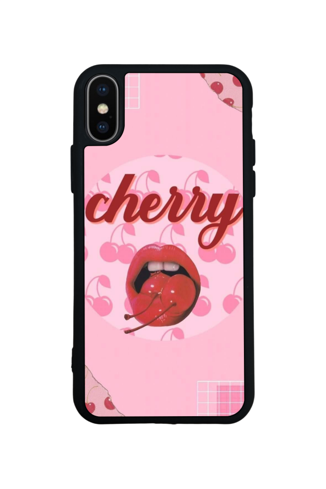 iPhone XS Max Uyumlu Kiraz Tasarımlı Glossy Premium Kılıf