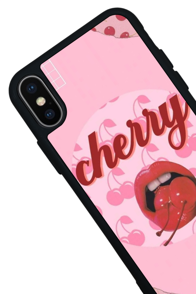 iPhone XS Max Uyumlu Kiraz Tasarımlı Glossy Premium Kılıf