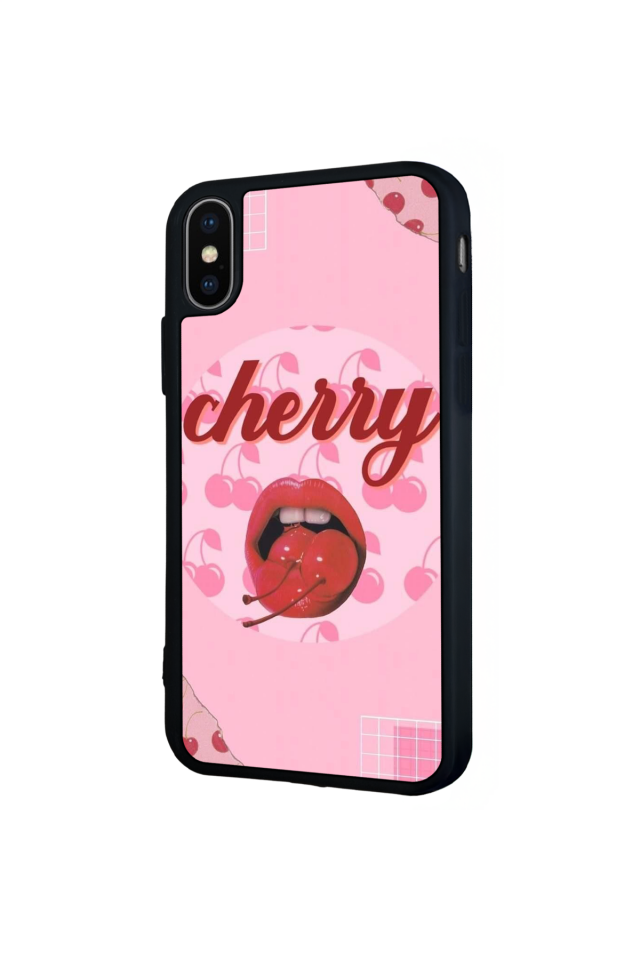 iPhone XS Max Uyumlu Kiraz Tasarımlı Glossy Premium Kılıf