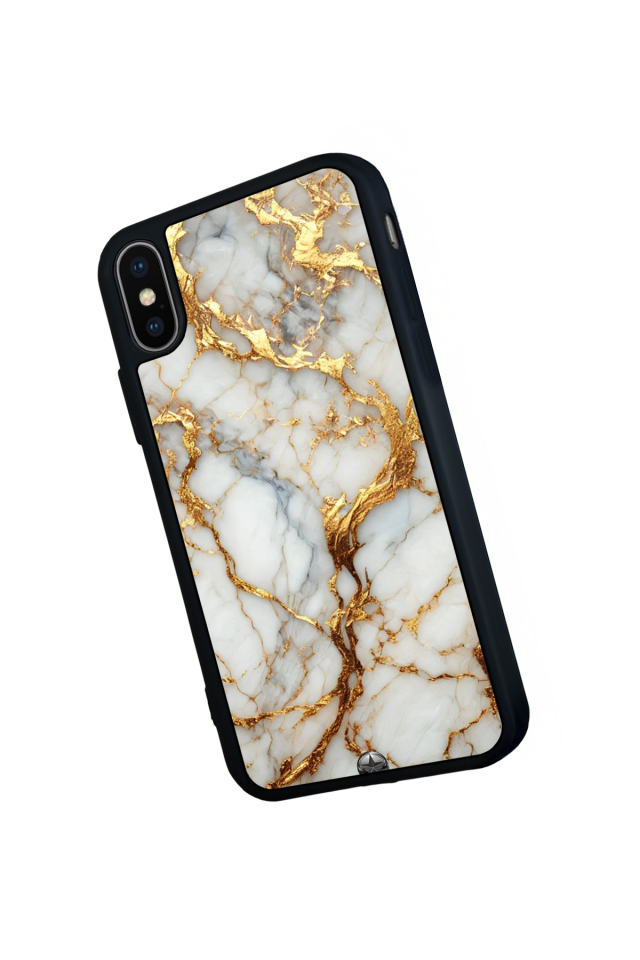 iPhone X/ XS Uyumlu Mermer Marble Tasarımlı Glossy Premium Kılıf