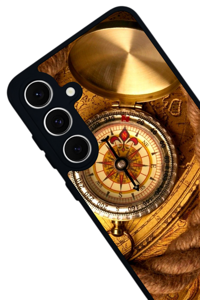 Samsung Galaxy S24 FE Uyumlu Pusula Tasarımlı Glossy Premium Kılıf