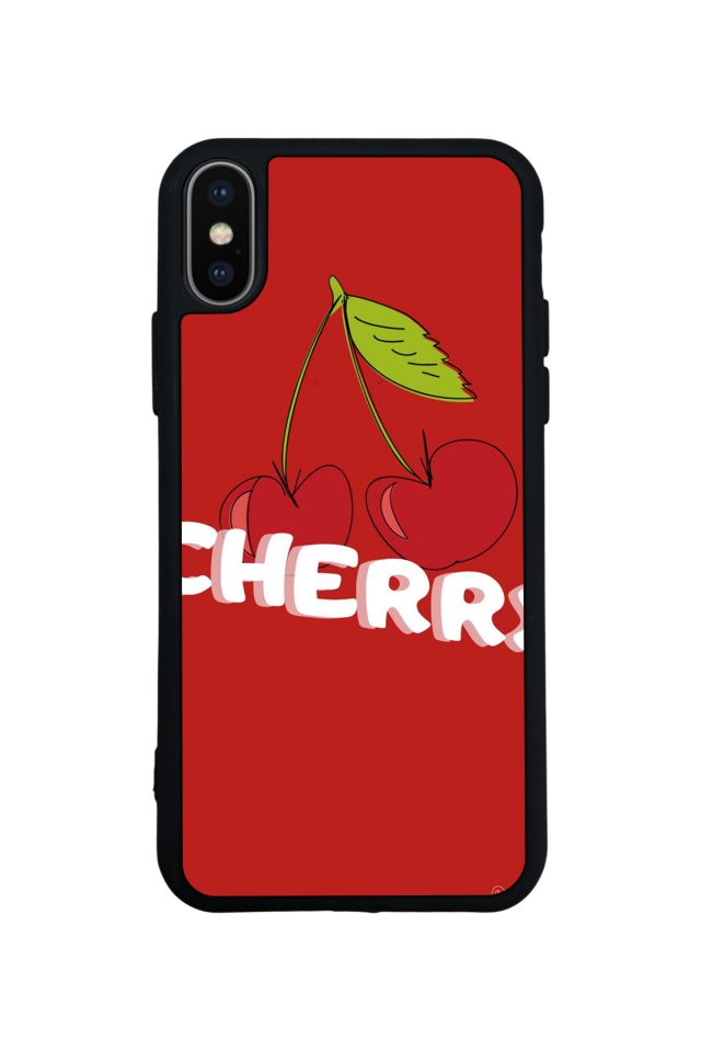 iPhone XS Max Uyumlu Kiraz Tasarımlı Glossy Premium Kılıf