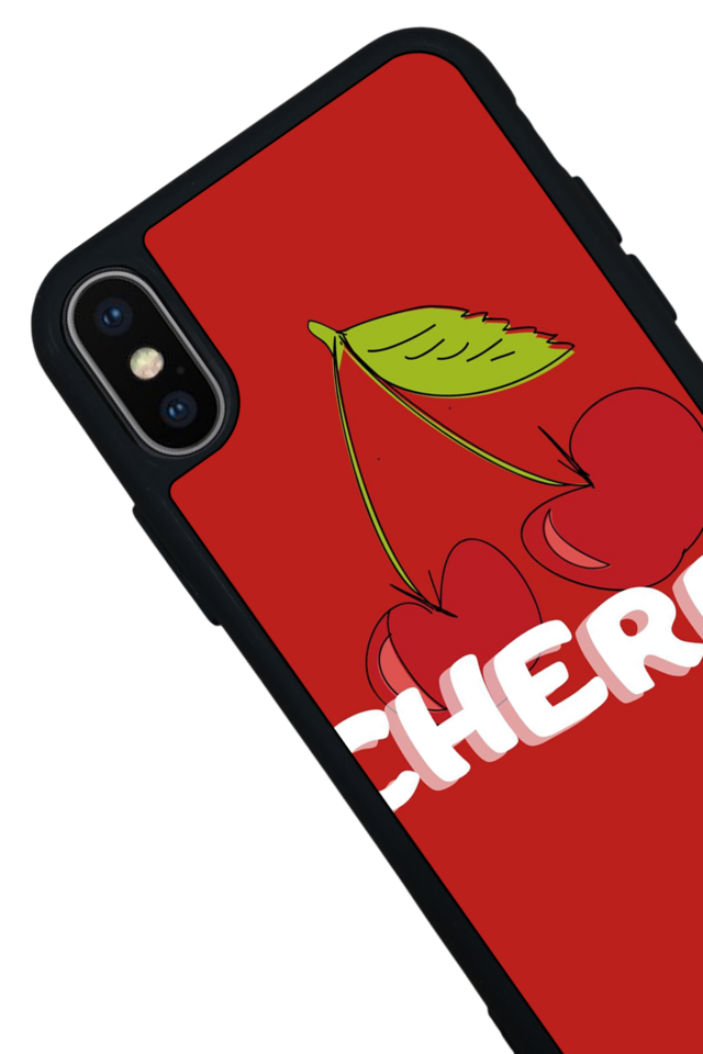iPhone XS Max Uyumlu Kiraz Tasarımlı Glossy Premium Kılıf