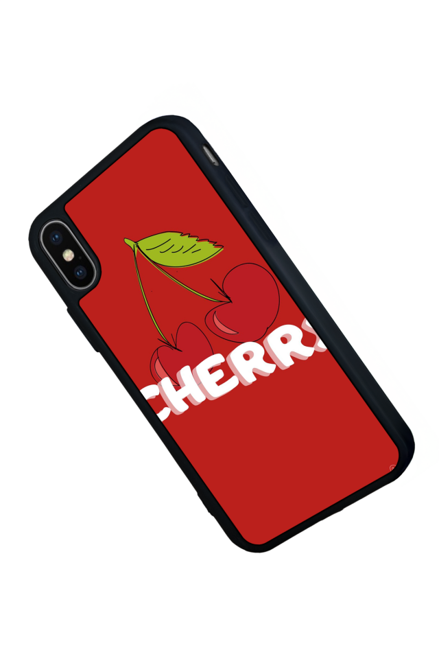 iPhone XS Max Uyumlu Kiraz Tasarımlı Glossy Premium Kılıf