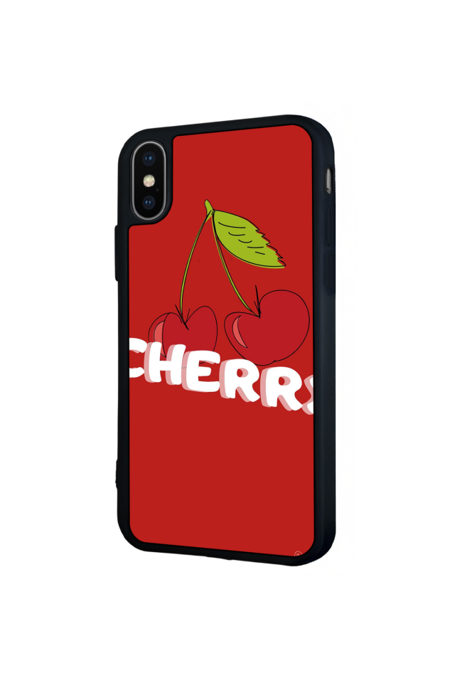 iPhone XS Max Uyumlu Kiraz Tasarımlı Glossy Premium Kılıf