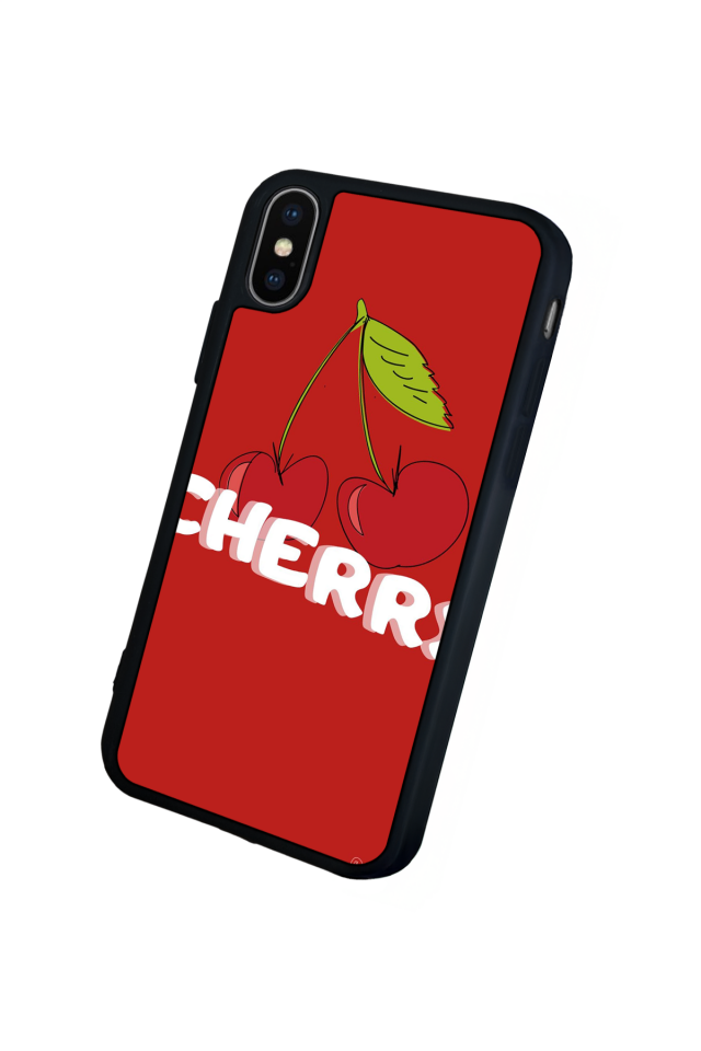 iPhone XS Max Uyumlu Kiraz Tasarımlı Glossy Premium Kılıf