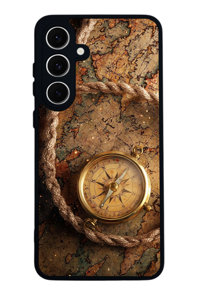 Samsung Galaxy S24 FE Uyumlu Pusula Tasarımlı Glossy Premium Kılıf