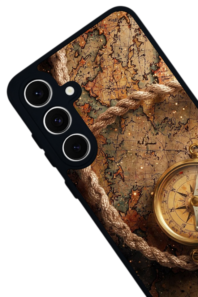 Samsung Galaxy S24 FE Uyumlu Pusula Tasarımlı Glossy Premium Kılıf