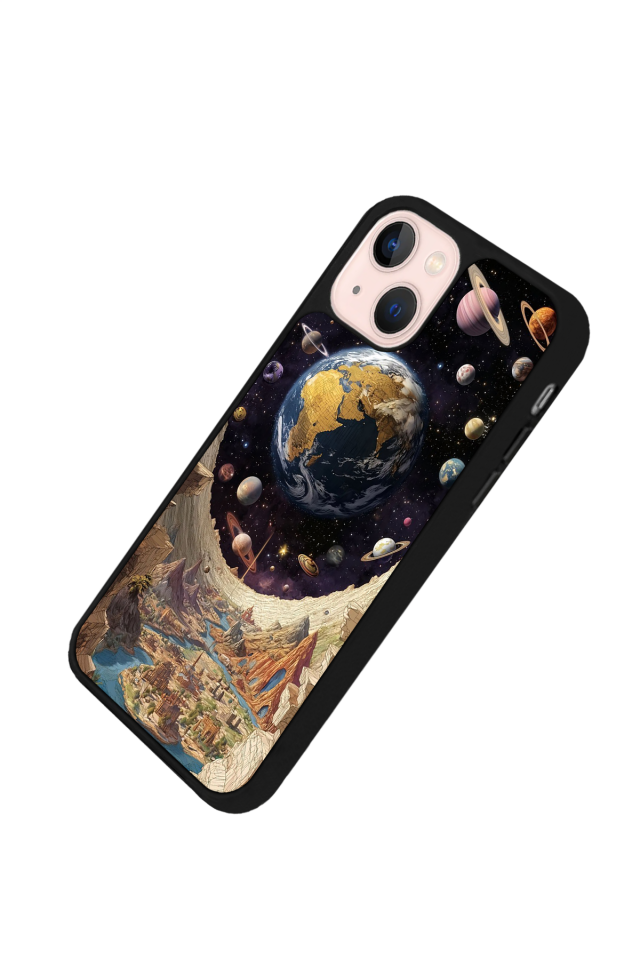 iPhone 13/14 Uyumlu Uzay Tasarımlı Glossy Premium Kılıf