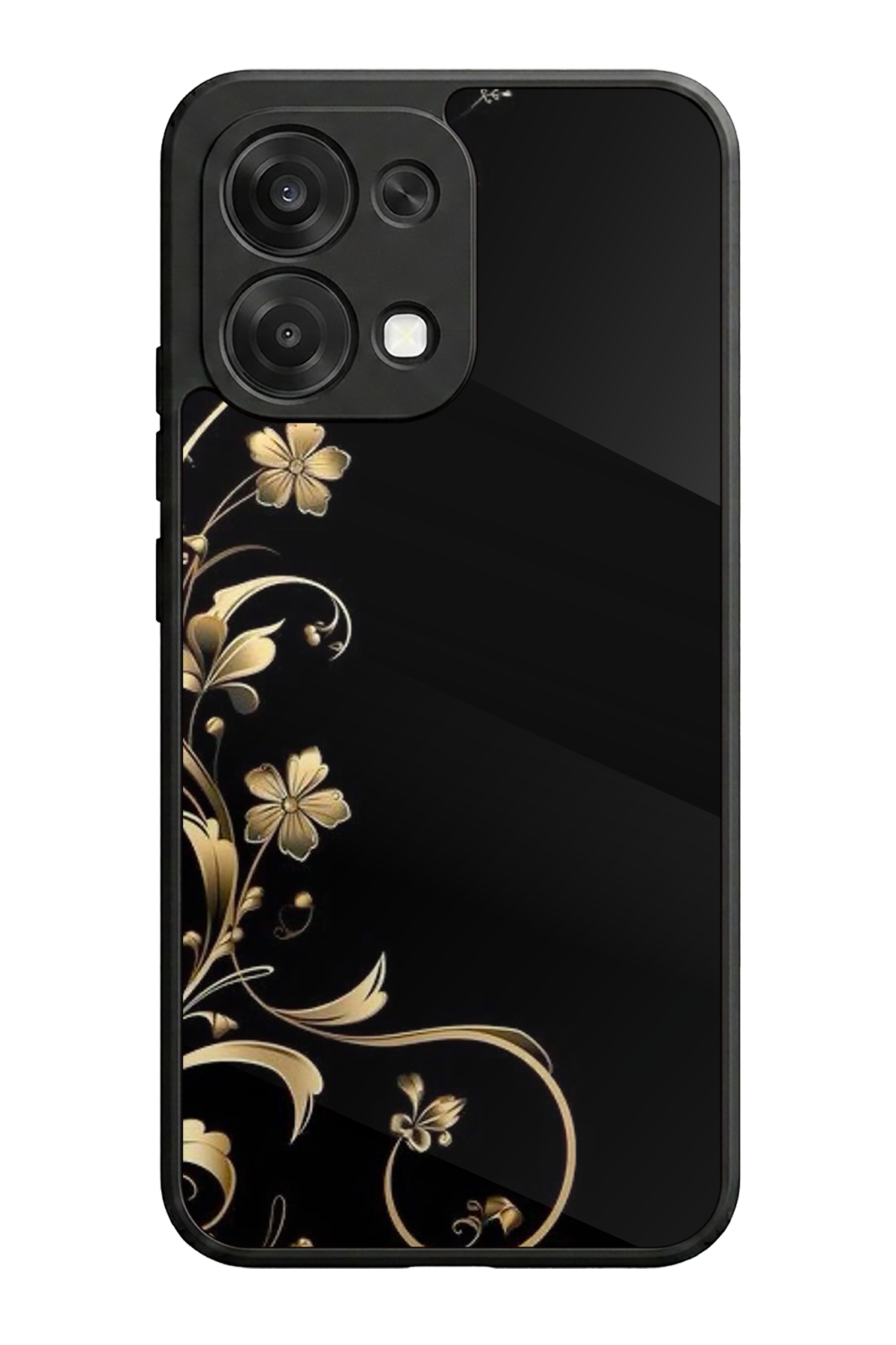 Oppo A6 Pro Uyumlu Yaldizli Cicek Tasarımlı Glossy Premium Kılıf