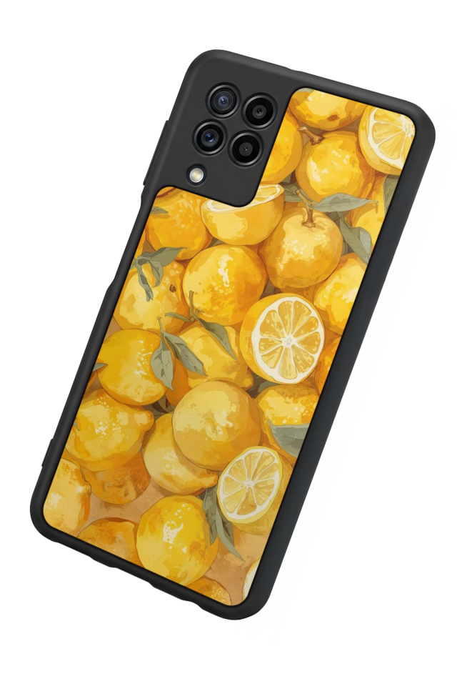 Samsung Galaxy M32 Uyumlu Limon Tasarımlı Glossy Premium Kılıf