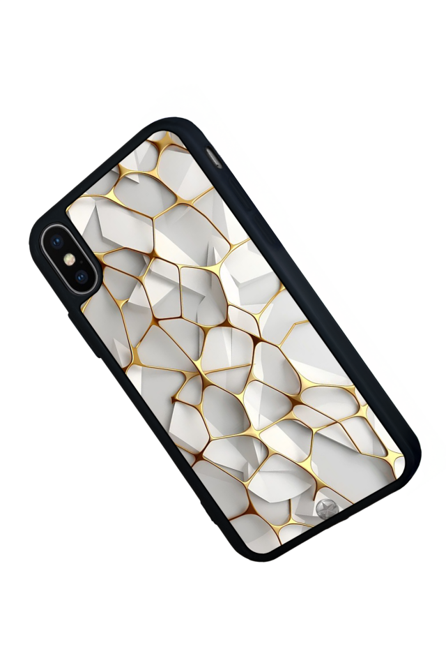 iPhone X/ XS Uyumlu Mermer Marble Tasarımlı Glossy Premium Kılıf