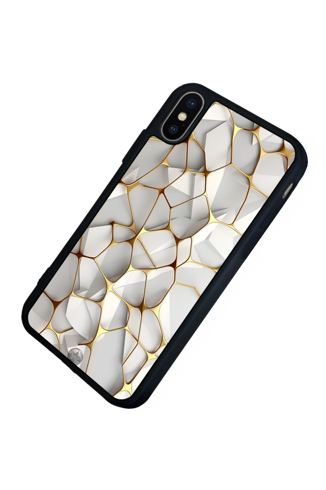 iPhone X/ XS Uyumlu Mermer Marble Tasarımlı Glossy Premium Kılıf