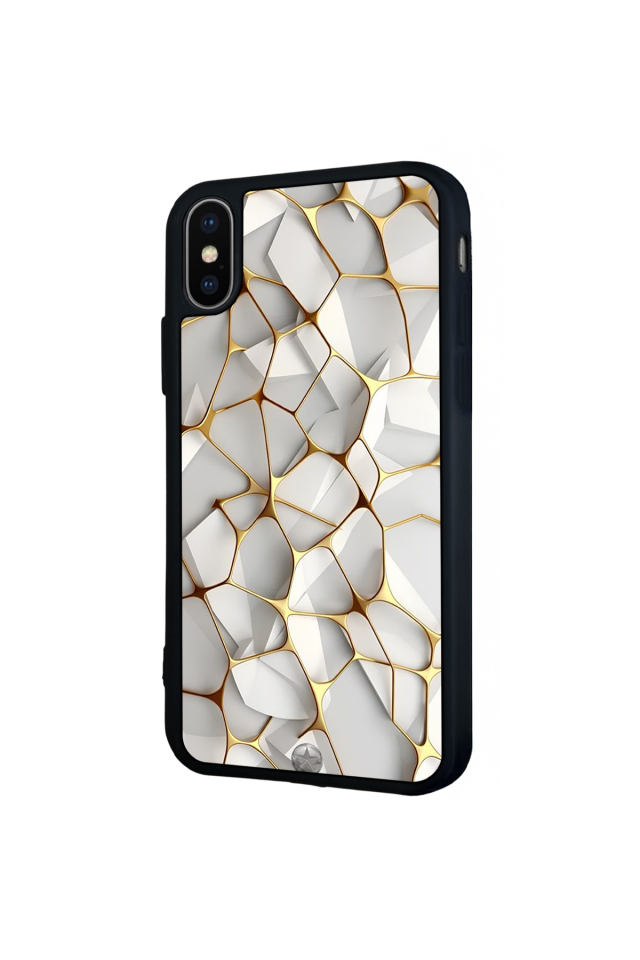 iPhone X/ XS Uyumlu Mermer Marble Tasarımlı Glossy Premium Kılıf