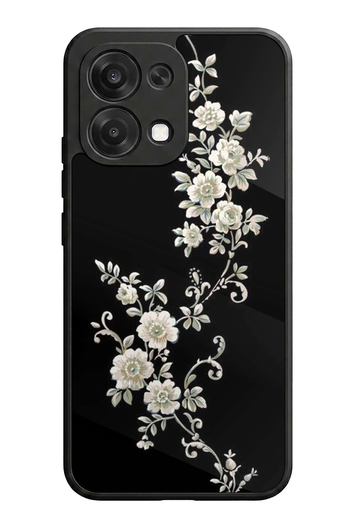 Oppo A6 Pro Uyumlu Yaldizli Cicek Tasarımlı Glossy Premium Kılıf