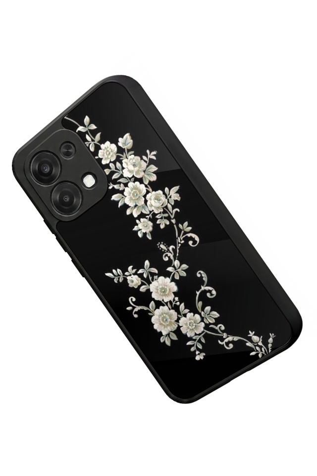 Oppo A6 Pro Uyumlu Yaldizli Cicek Tasarımlı Glossy Premium Kılıf