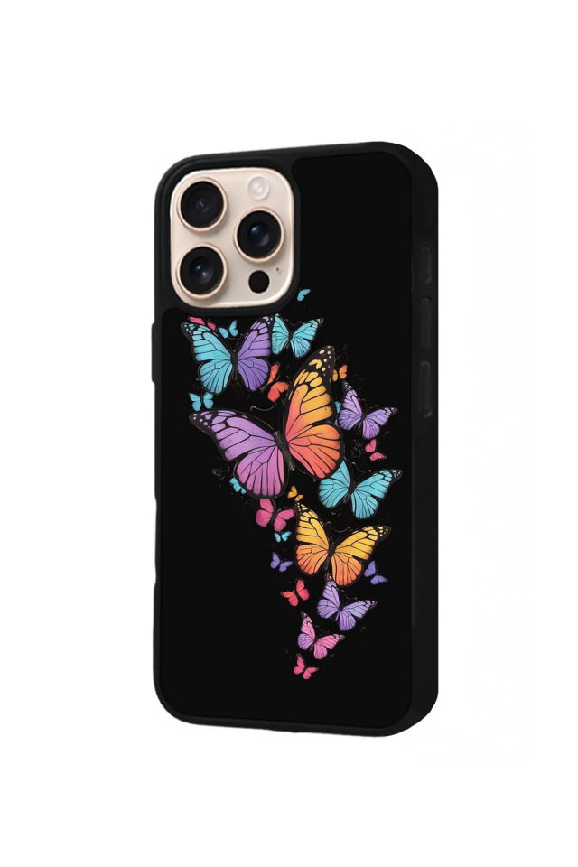 iPhone 15 Pro Uyumlu Kelebek Tasarımlı Glossy Premium Kılıf