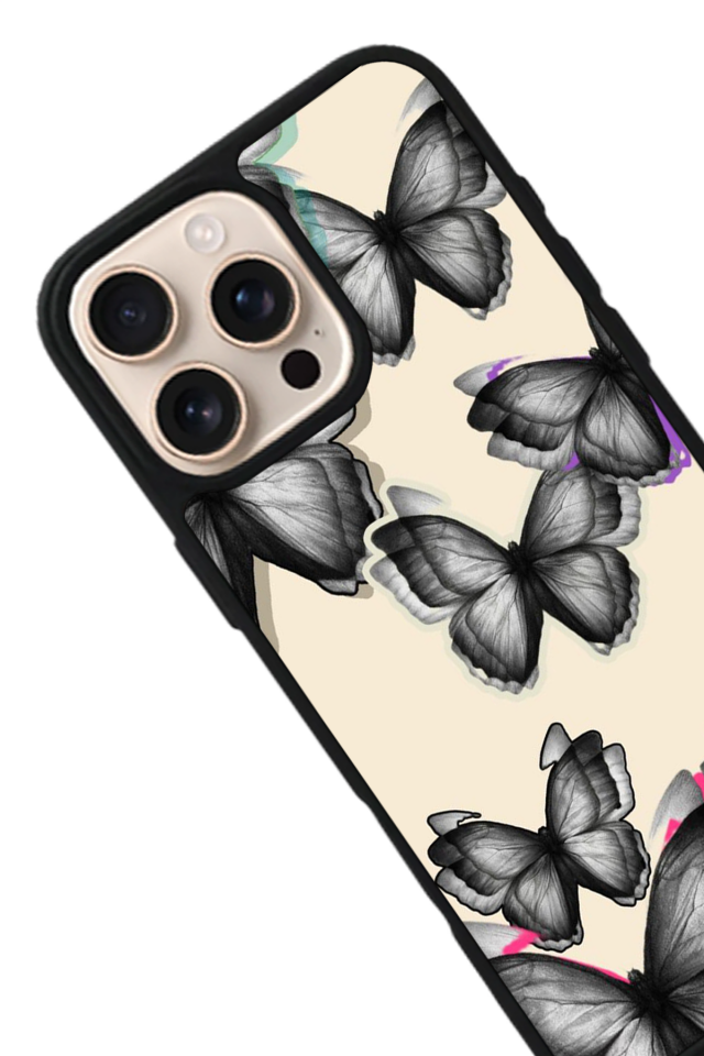 iPhone 15 Pro Uyumlu Kelebek Tasarımlı Glossy Premium Kılıf