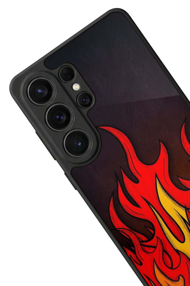 Samsung Galaxy S26 Ultra Uyumlu Retro Flame Patterns Tasarımlı Glossy Premium Kılıf