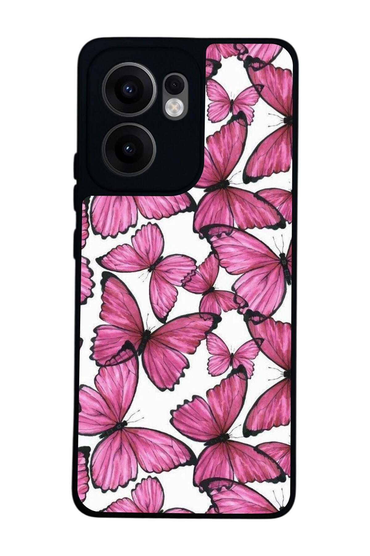 Oppo Reno 13F Uyumlu Kelebek Tasarımlı Glossy Premium Kılıf