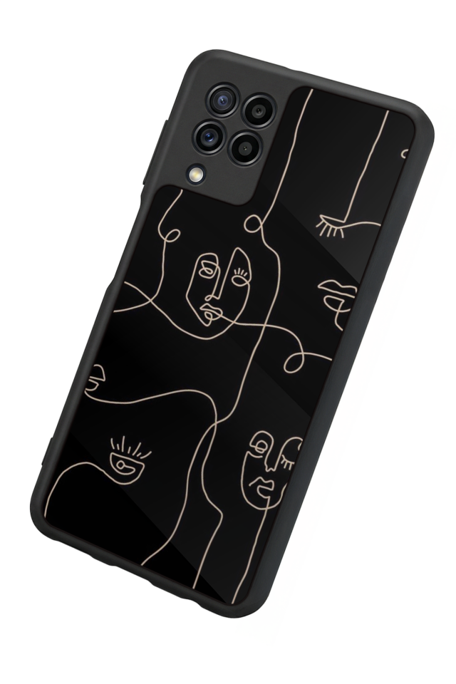 Samsung Galaxy M32 Uyumlu Line Art Tasarımlı Glossy Premium Kılıf