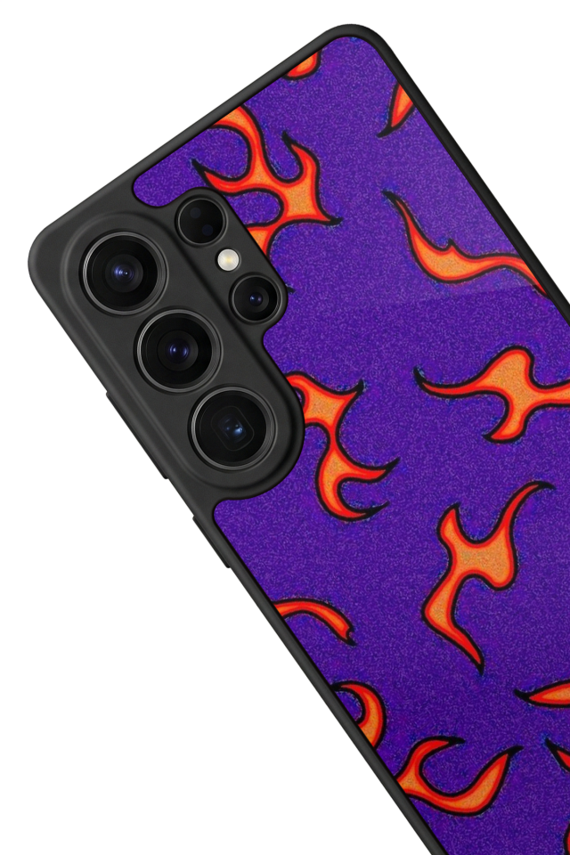 Samsung Galaxy S26 Ultra Uyumlu Retro Flame Patterns Tasarımlı Glossy Premium Kılıf