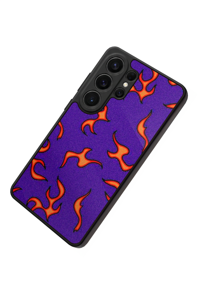 Samsung Galaxy S26 Ultra Uyumlu Retro Flame Patterns Tasarımlı Glossy Premium Kılıf