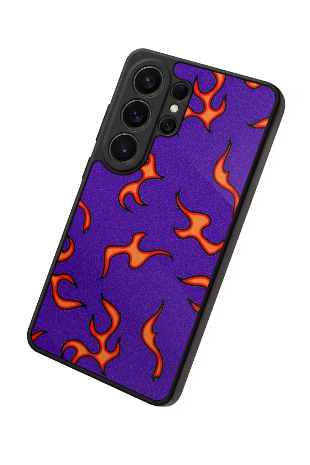 Samsung Galaxy S26 Ultra Uyumlu Retro Flame Patterns Tasarımlı Glossy Premium Kılıf