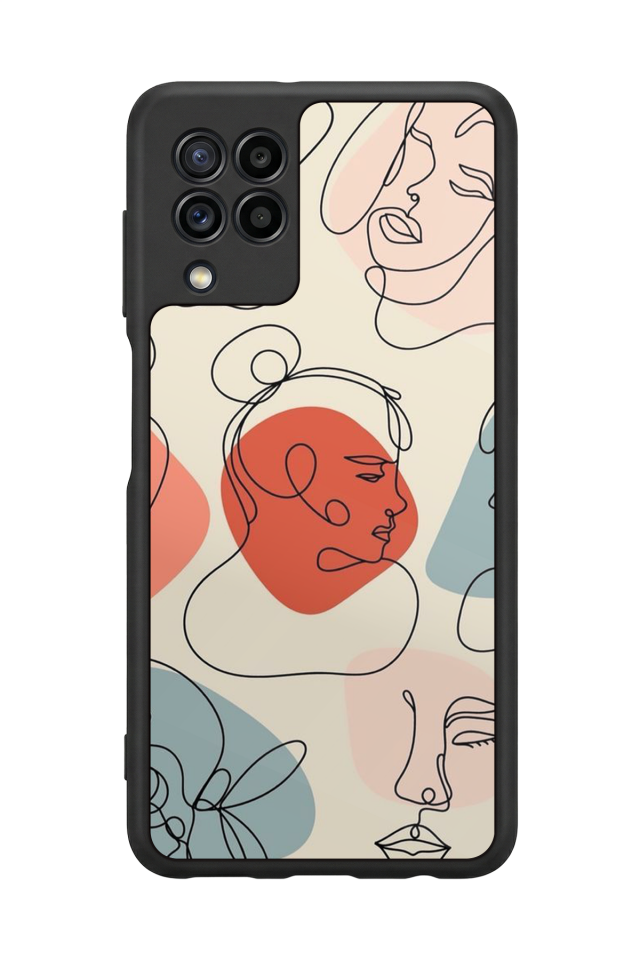 Samsung Galaxy M32 Uyumlu Line Art Tasarımlı Glossy Premium Kılıf