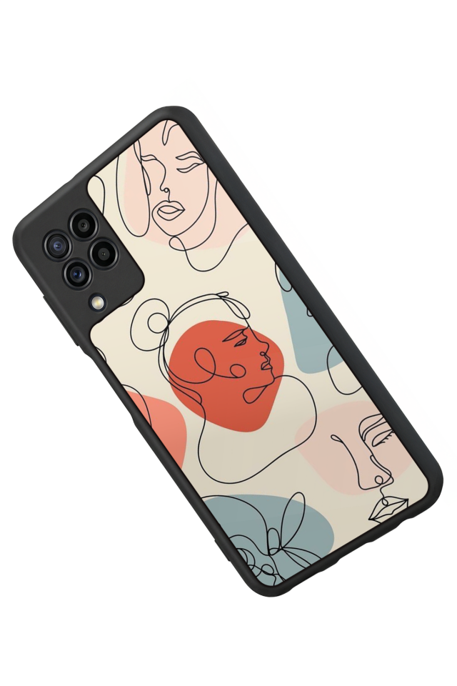 Samsung Galaxy M32 Uyumlu Line Art Tasarımlı Glossy Premium Kılıf