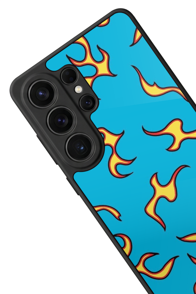 Samsung Galaxy S26 Ultra Uyumlu Retro Flame Patterns Tasarımlı Glossy Premium Kılıf