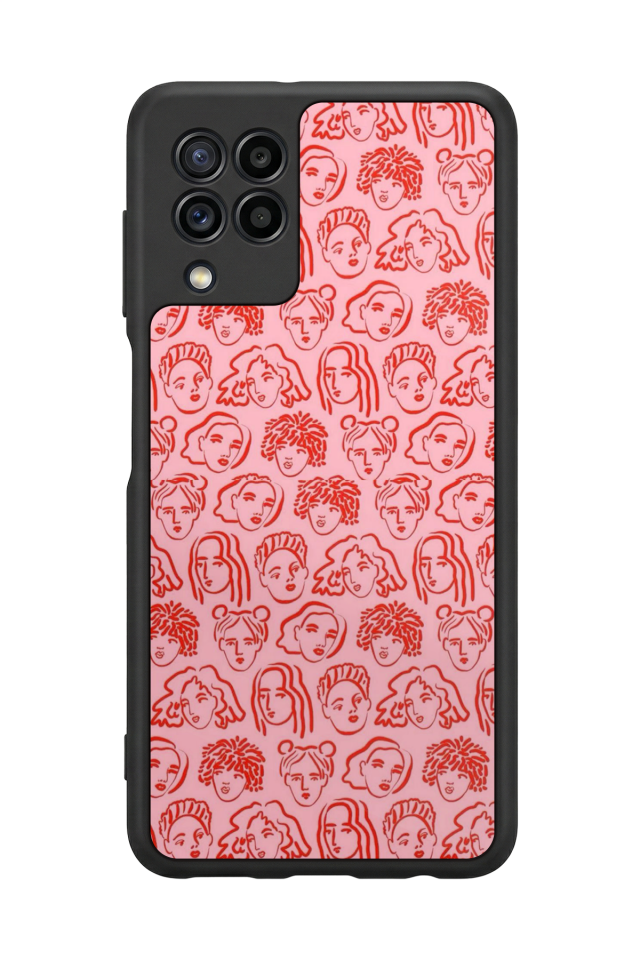 Samsung Galaxy M32 Uyumlu Line Art Tasarımlı Glossy Premium Kılıf
