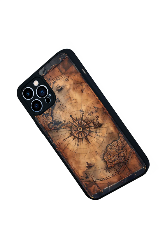 iPhone 13 Pro Max Uyumlu Harita Tasarımlı Glossy Premium Kılıf