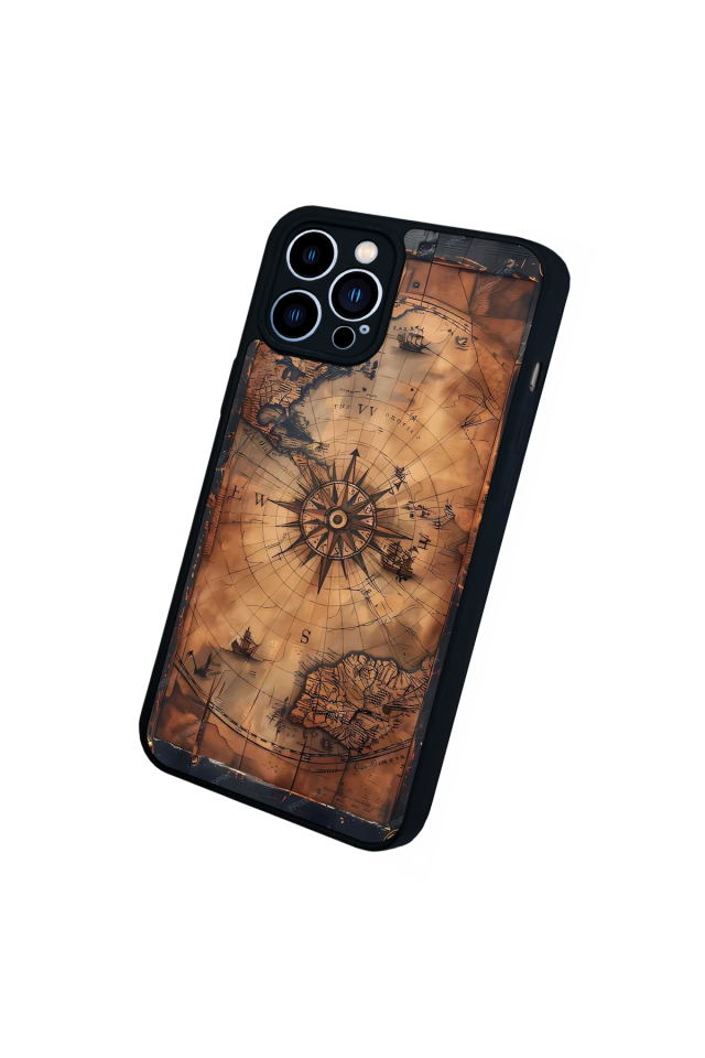 iPhone 13 Pro Max Uyumlu Harita Tasarımlı Glossy Premium Kılıf
