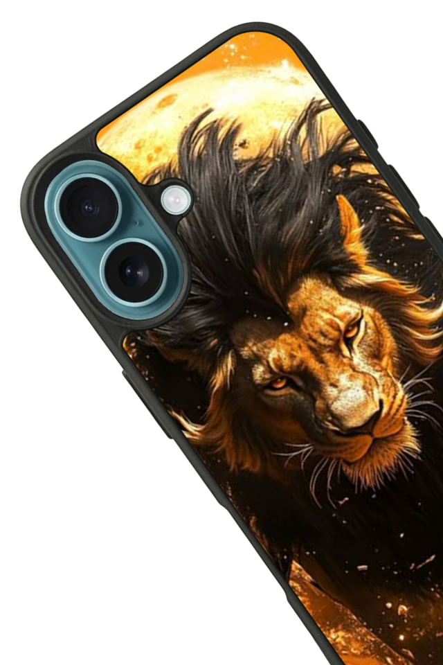 iPhone 16 Uyumlu Aslan Tasarımlı Glossy Premium Kılıf