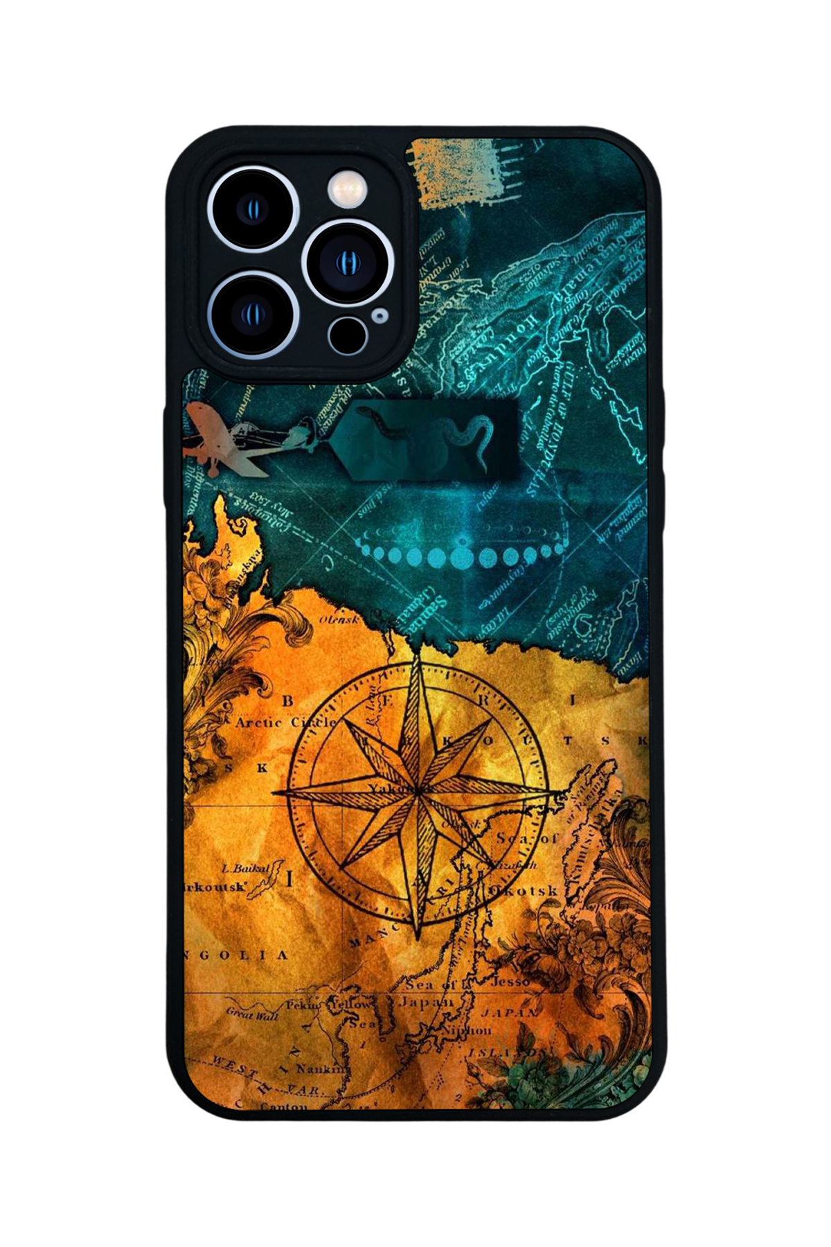 iPhone 13 Pro Max Uyumlu Harita Tasarımlı Glossy Premium Kılıf