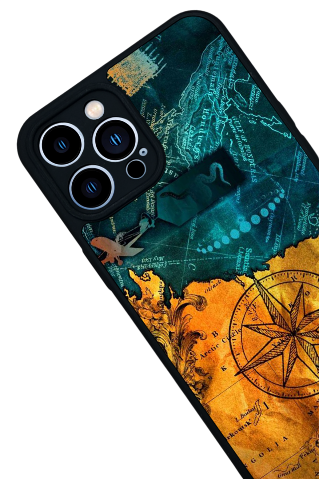iPhone 13 Pro Max Uyumlu Harita Tasarımlı Glossy Premium Kılıf