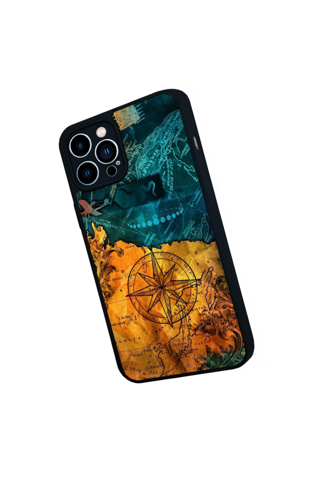 iPhone 13 Pro Max Uyumlu Harita Tasarımlı Glossy Premium Kılıf