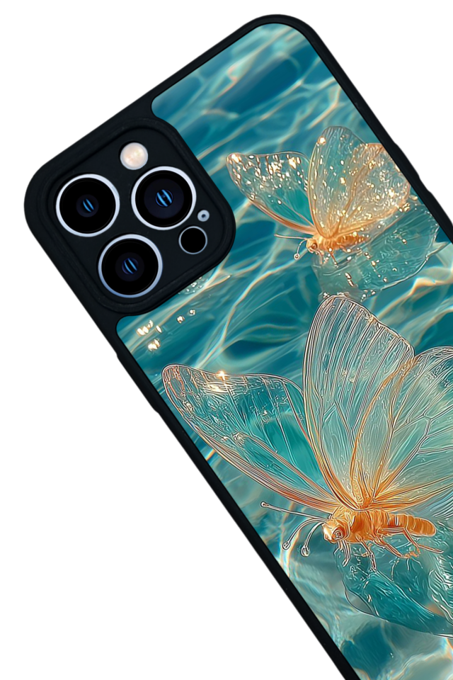 iPhone 12 Pro Max Uyumlu Kelebek Tasarımlı Glossy Premium Kılıf