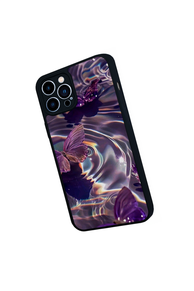 iPhone 12 Pro Max Uyumlu Kelebek Tasarımlı Glossy Premium Kılıf