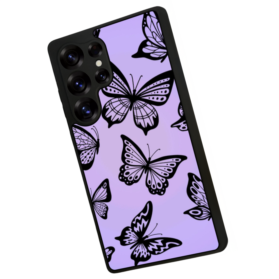 Samsung Galaxy S25 Ultra Uyumlu Kelebek Tasarımlı Glossy Premium Kılıf