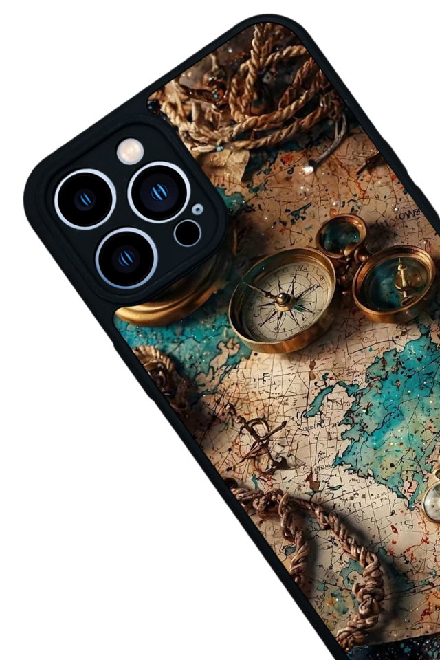 iPhone 13 Pro Max Uyumlu Harita Tasarımlı Glossy Premium Kılıf