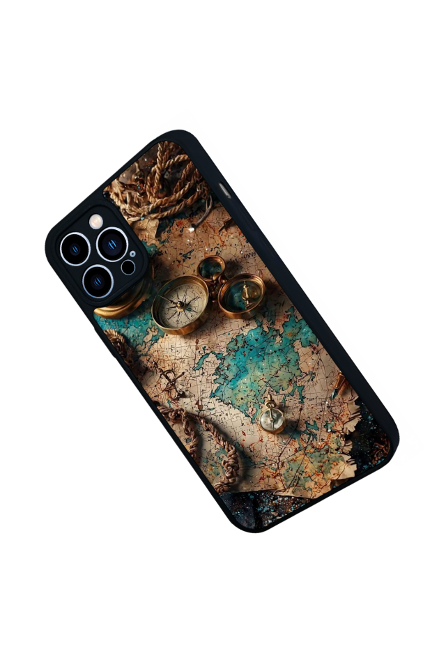 iPhone 13 Pro Max Uyumlu Harita Tasarımlı Glossy Premium Kılıf