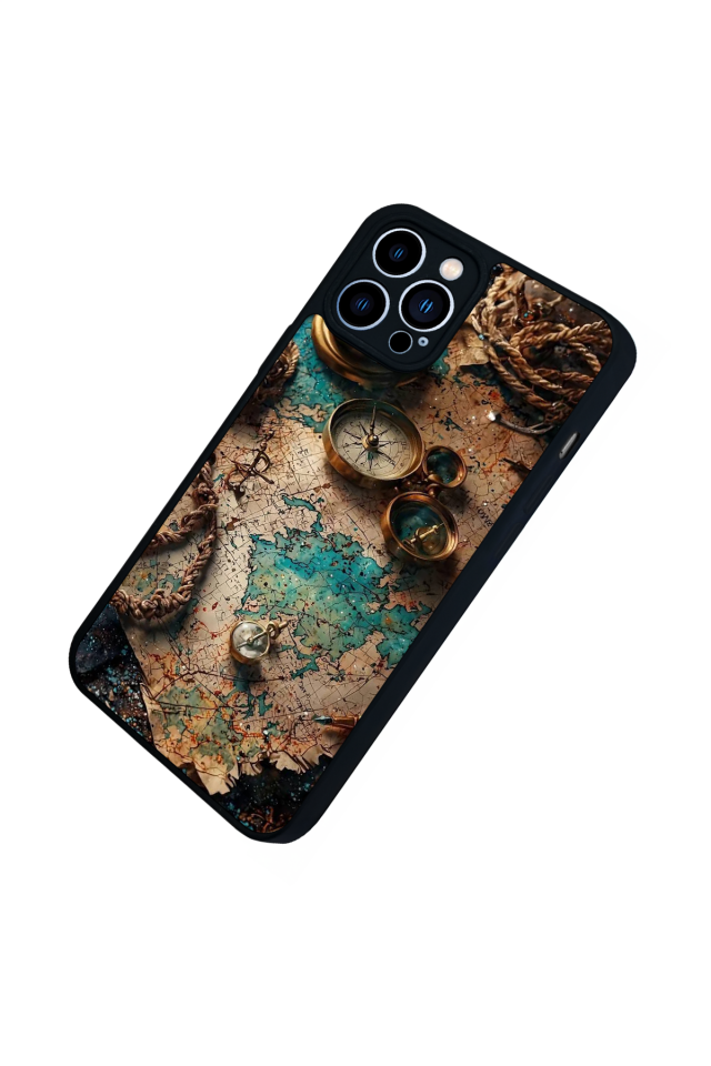 iPhone 13 Pro Max Uyumlu Harita Tasarımlı Glossy Premium Kılıf