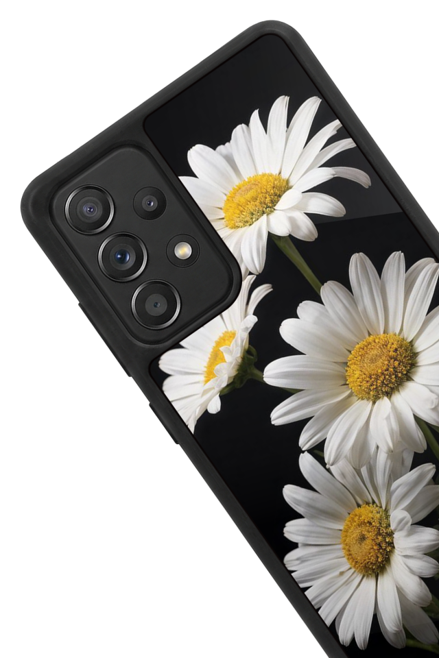 Samsung Galaxy A72 Uyumlu Papatya Tasarımlı Glossy Premium Kılıf