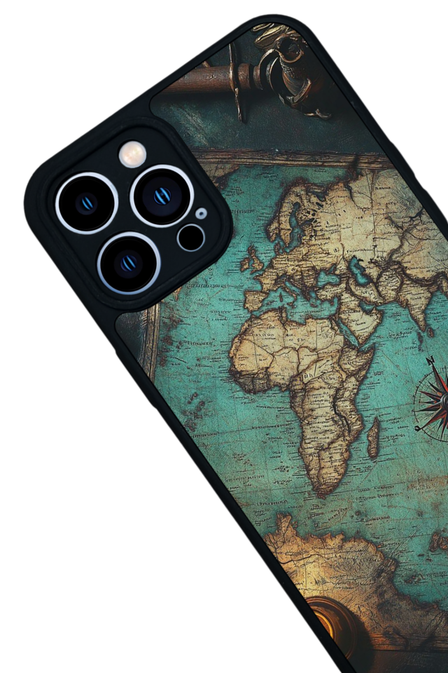 iPhone 13 Pro Max Uyumlu Harita Tasarımlı Glossy Premium Kılıf