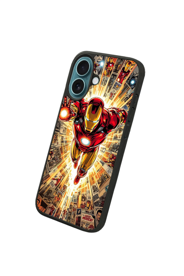 iPhone 16 Plus Uyumlu Iron Man ( Demir Adam ) Tasarımlı Glossy Premium Kılıf