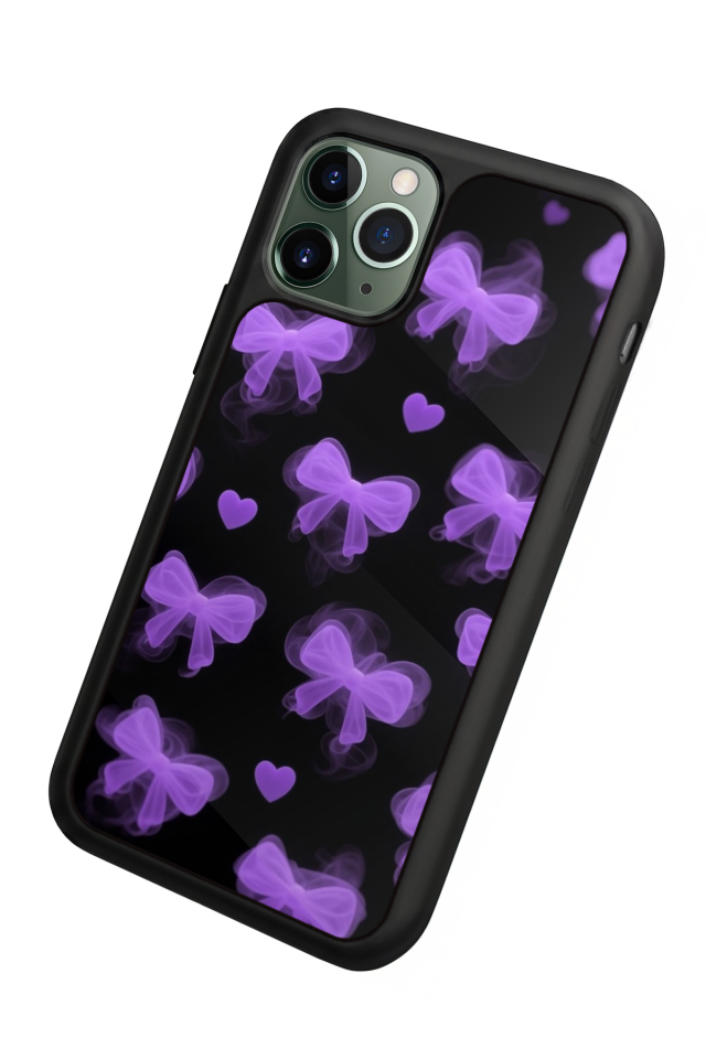 iPhone 11 Pro Max Uyumlu Kurdele Tasarımlı Glossy Premium Kılıf
