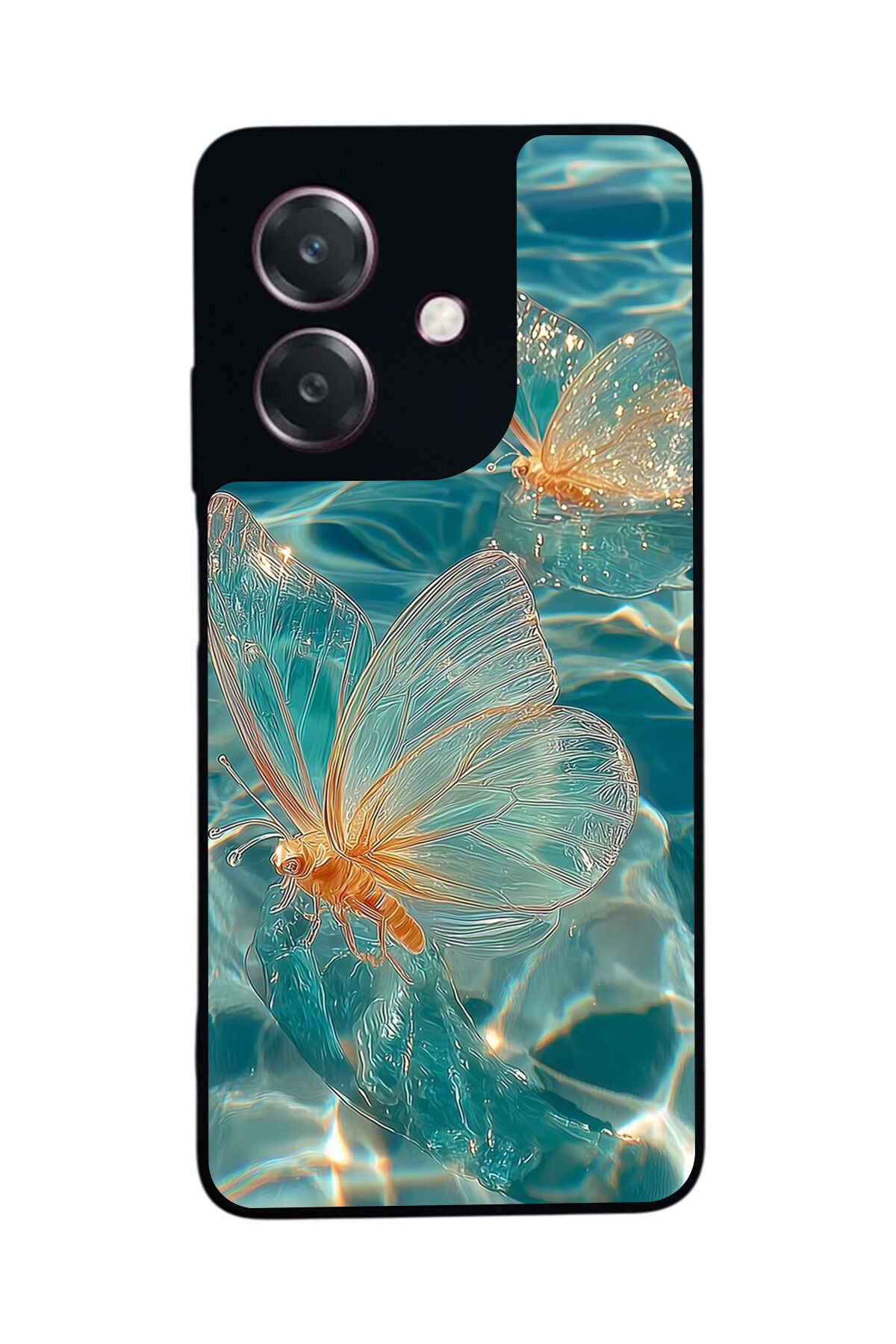 Oppo A3 5G Uyumlu Kelebek Tasarımlı Glossy Premium Kılıf